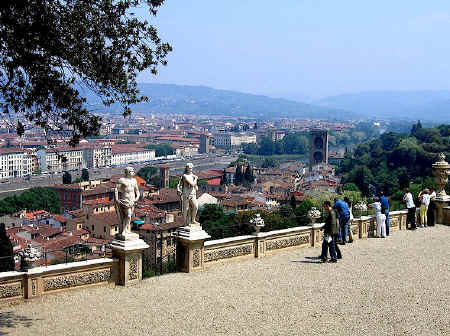 Panoramic view out over the Arno and Florence from the Bardini Garden